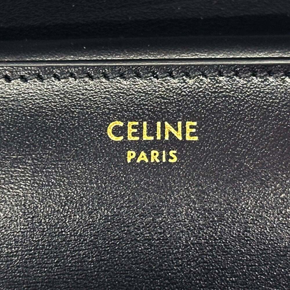 Celine CELINE Women's Tri-fold Wallet, Triomphe Leather, Black, Mini Wallet - Picture 6 of 8